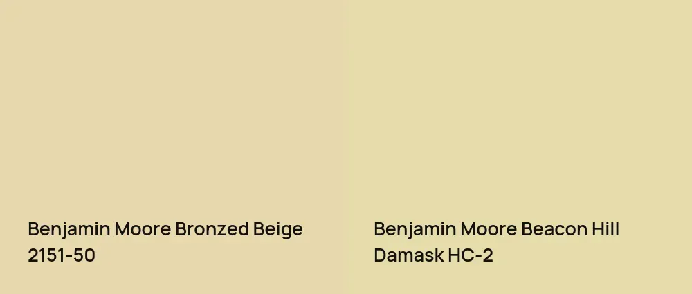 Benjamin Moore Bronzed Beige 2151-50 vs Benjamin Moore Beacon Hill Damask HC-2