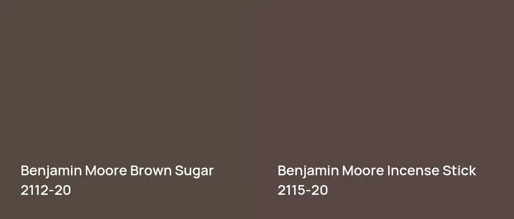 Benjamin Moore Brown Sugar 2112-20 vs Benjamin Moore Incense Stick 2115-20