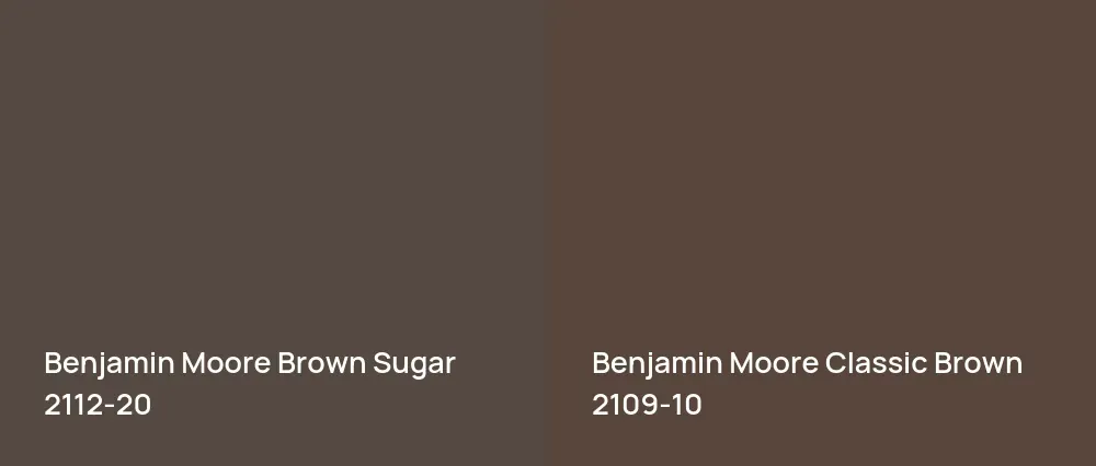 Benjamin Moore Brown Sugar 2112-20 vs Benjamin Moore Classic Brown 2109-10