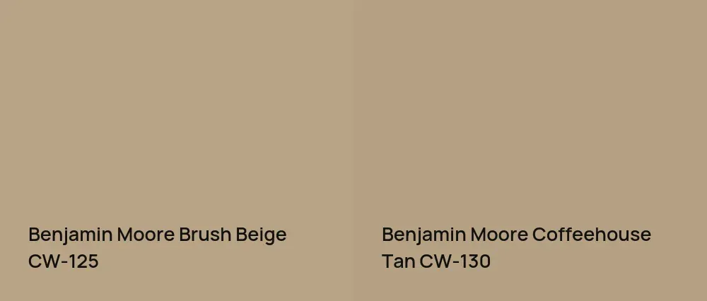 Benjamin Moore Brush Beige CW-125 vs Benjamin Moore Coffeehouse Tan CW-130