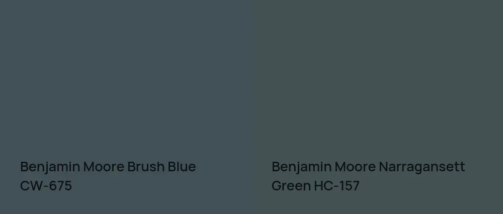 Benjamin Moore Brush Blue CW-675 vs Benjamin Moore Narragansett Green HC-157