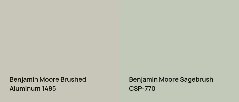 Benjamin Moore Brushed Aluminum 1485 vs Benjamin Moore Sagebrush CSP-770