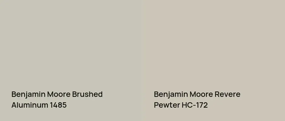 Benjamin Moore Brushed Aluminum 1485 vs Benjamin Moore Revere Pewter HC-172
