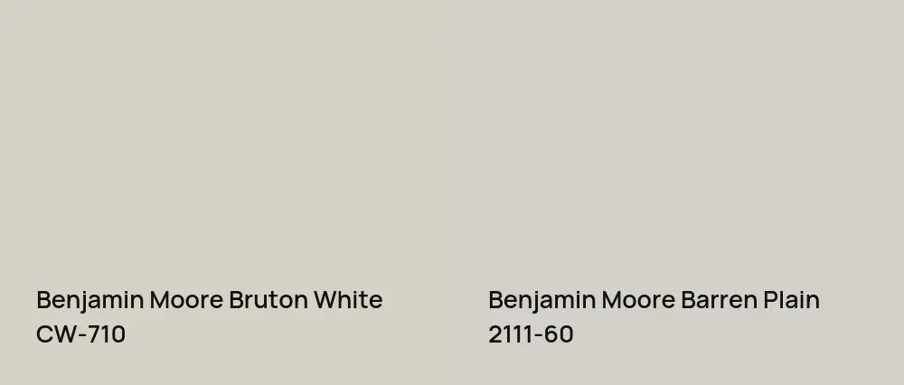 Benjamin Moore Bruton White CW-710 vs Benjamin Moore Barren Plain 2111-60