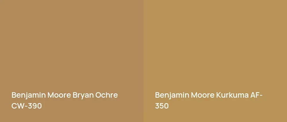 Benjamin Moore Bryan Ochre CW-390 vs Benjamin Moore Kurkuma AF-350
