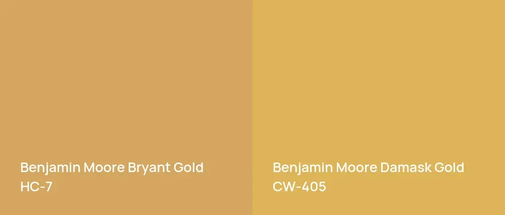 Benjamin Moore Bryant Gold HC-7 vs Benjamin Moore Damask Gold CW-405