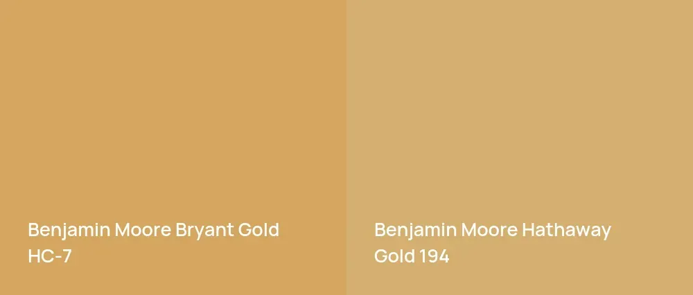 Benjamin Moore Bryant Gold HC-7 vs Benjamin Moore Hathaway Gold 194