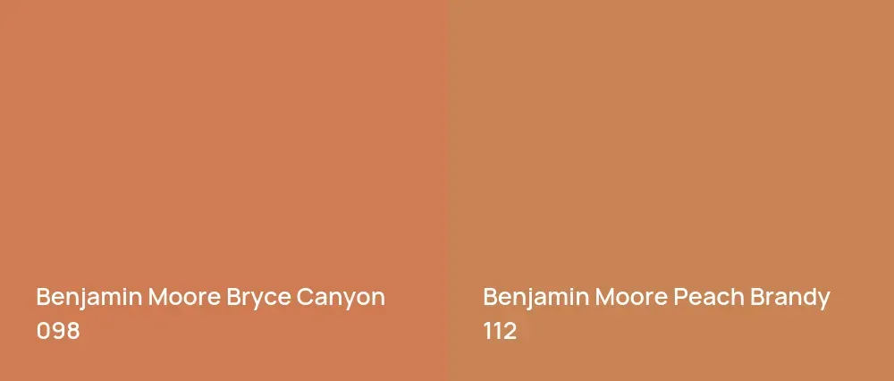 Benjamin Moore Bryce Canyon 098 vs Benjamin Moore Peach Brandy 112