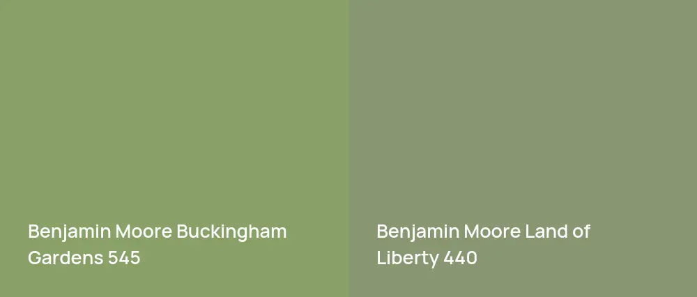 Benjamin Moore Buckingham Gardens 545 vs Benjamin Moore Land of Liberty 440