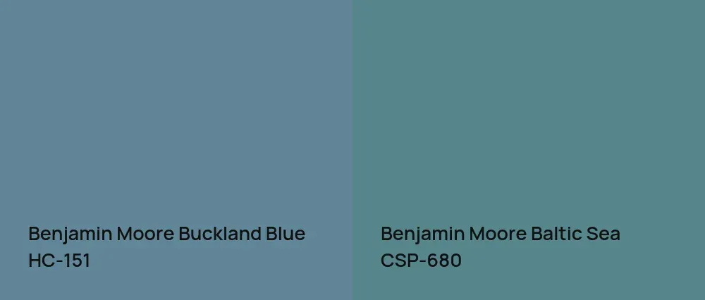 Benjamin Moore Buckland Blue HC-151 vs Benjamin Moore Baltic Sea CSP-680