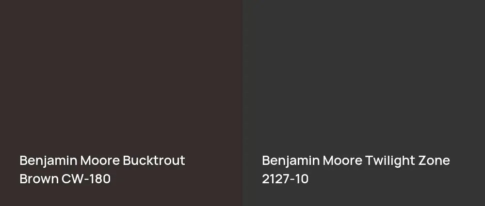 Benjamin Moore Bucktrout Brown CW-180 vs Benjamin Moore Twilight Zone 2127-10