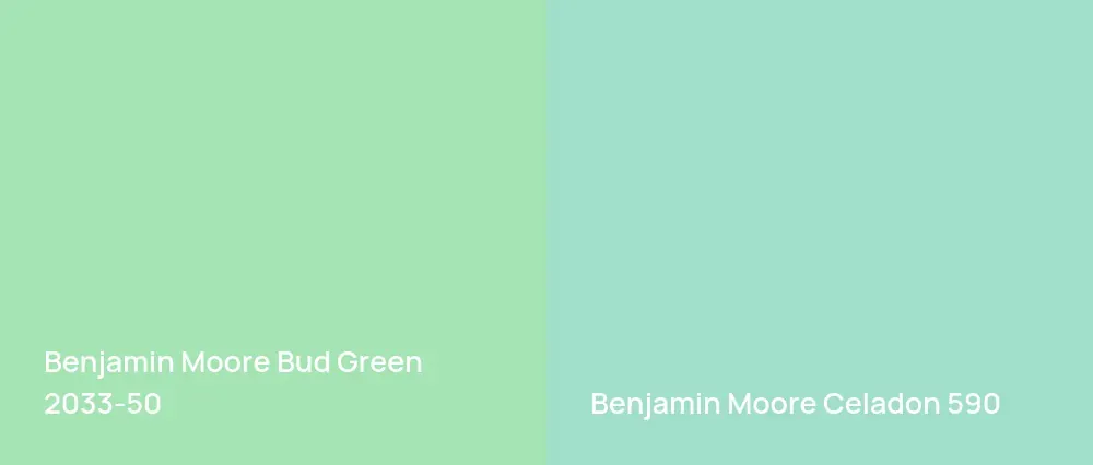 Benjamin Moore Bud Green 2033-50 vs Benjamin Moore Celadon 590