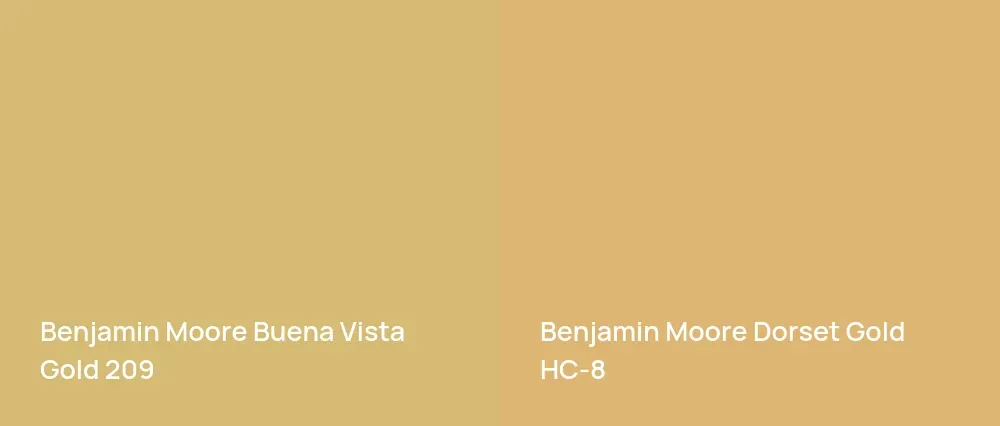 Benjamin Moore Buena Vista Gold 209 vs Benjamin Moore Dorset Gold HC-8