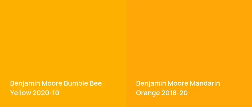 Benjamin Moore Bumble Bee Yellow 2020-10 vs Benjamin Moore Mandarin Orange 2018-20