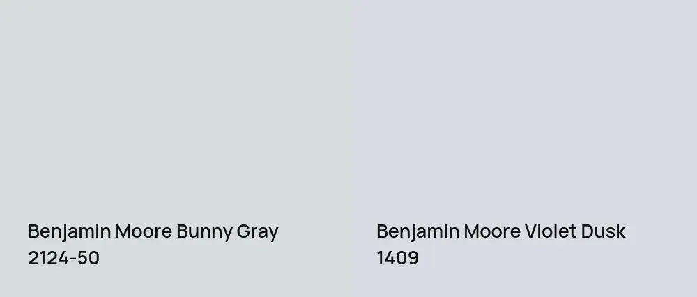 Benjamin Moore Bunny Gray 2124-50 vs Benjamin Moore Violet Dusk 1409