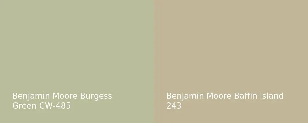 Benjamin Moore Burgess Green CW-485 vs Benjamin Moore Baffin Island 243
