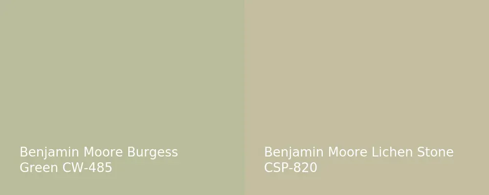 Benjamin Moore Burgess Green CW-485 vs Benjamin Moore Lichen Stone CSP-820