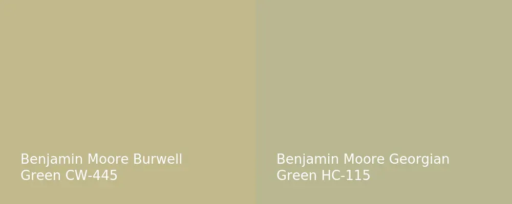 Benjamin Moore Burwell Green CW-445 vs Benjamin Moore Georgian Green HC-115