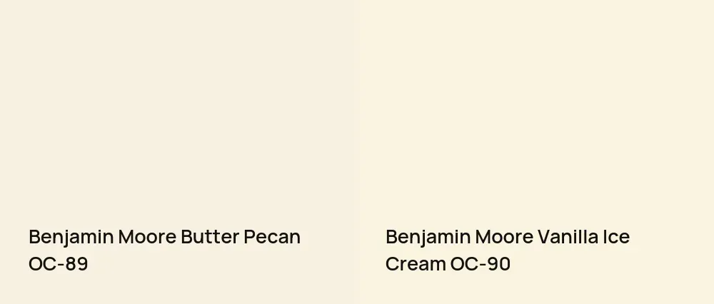 Benjamin Moore Butter Pecan OC-89 vs Benjamin Moore Vanilla Ice Cream OC-90