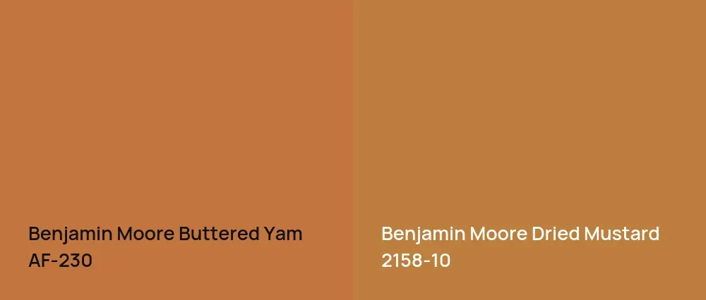 Benjamin Moore Buttered Yam AF-230 vs Benjamin Moore Dried Mustard 2158-10