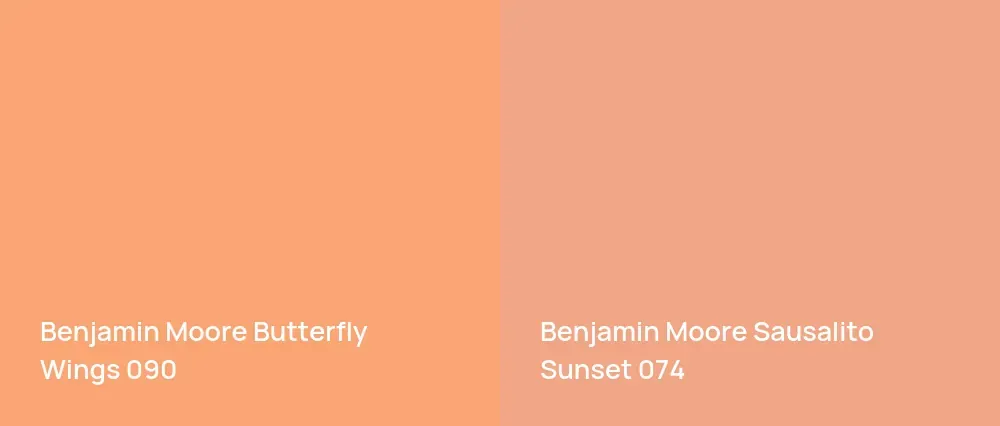 Benjamin Moore Butterfly Wings 090 vs Benjamin Moore Sausalito Sunset 074