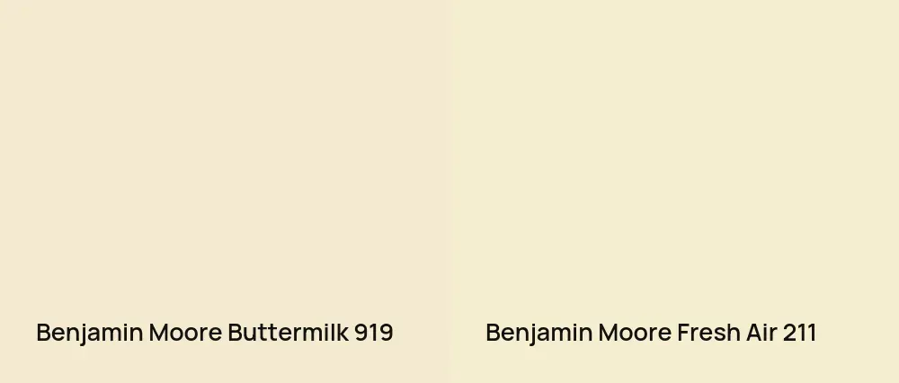 Benjamin Moore Buttermilk 919 vs Benjamin Moore Fresh Air 211