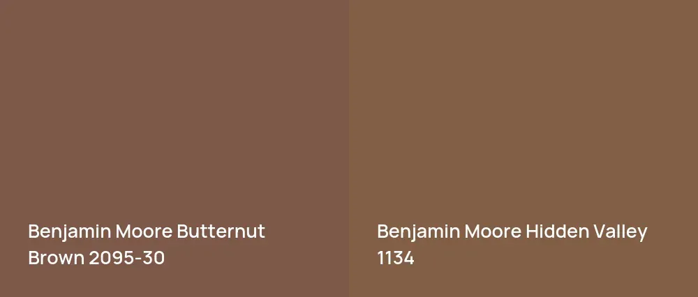 Benjamin Moore Butternut Brown 2095-30 vs Benjamin Moore Hidden Valley 1134