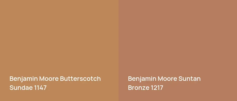 Benjamin Moore Butterscotch Sundae 1147 vs Benjamin Moore Suntan Bronze 1217