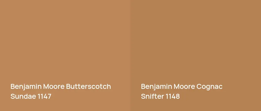 Benjamin Moore Butterscotch Sundae 1147 vs Benjamin Moore Cognac Snifter 1148