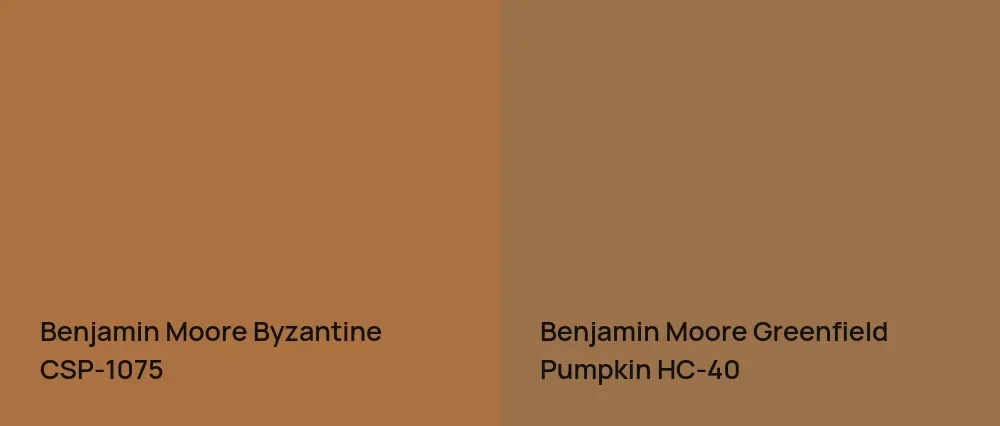 Benjamin Moore Byzantine CSP-1075 vs Benjamin Moore Greenfield Pumpkin HC-40