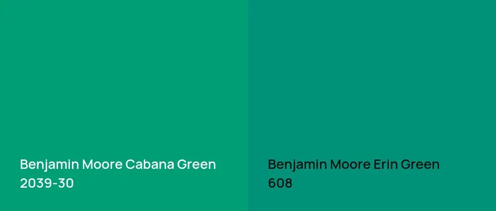 Benjamin Moore Cabana Green 2039-30 vs Benjamin Moore Erin Green 608