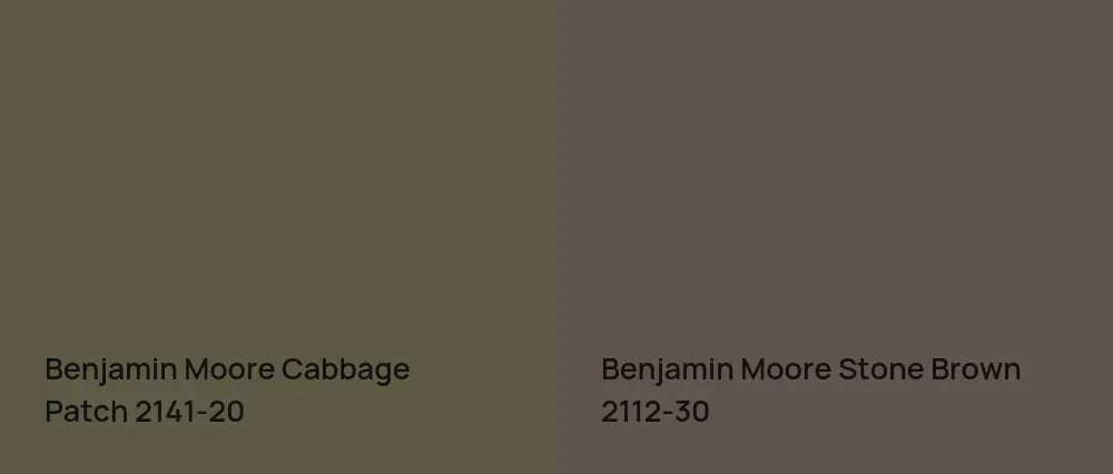 Benjamin Moore Cabbage Patch 2141-20 vs Benjamin Moore Stone Brown 2112-30