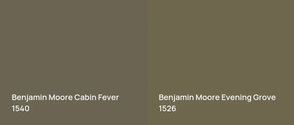 Benjamin Moore Cabin Fever 1540 vs Benjamin Moore Evening Grove 1526