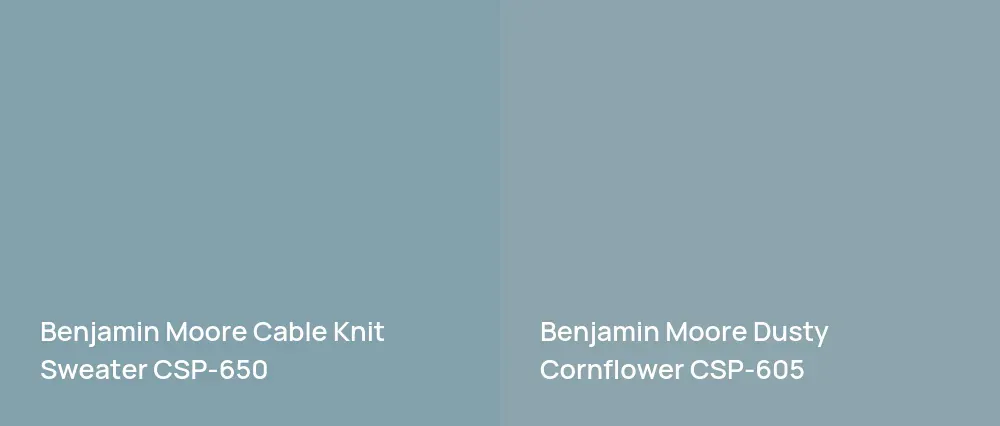 Benjamin Moore Cable Knit Sweater CSP-650 vs Benjamin Moore Dusty Cornflower CSP-605