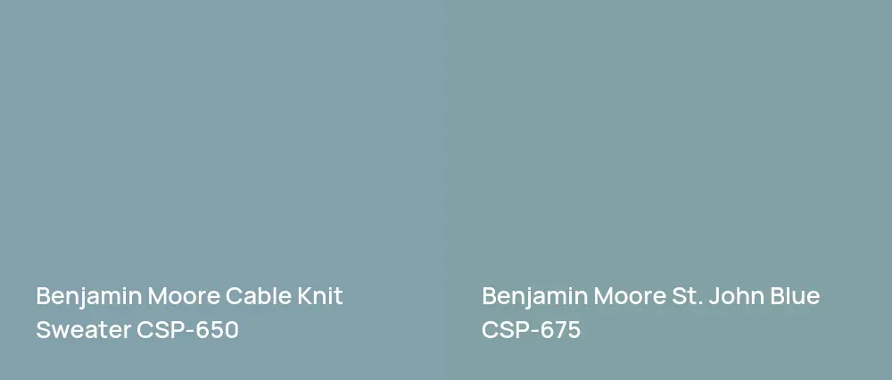 Benjamin Moore Cable Knit Sweater CSP-650 vs Benjamin Moore St. John Blue CSP-675