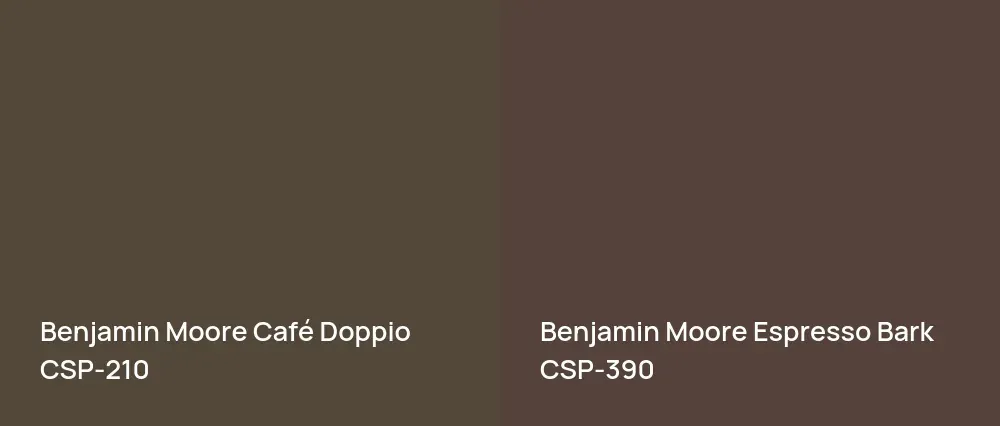 Benjamin Moore Café Doppio CSP-210 vs Benjamin Moore Espresso Bark CSP-390
