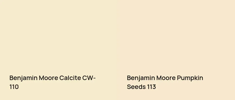 Benjamin Moore Calcite CW-110 vs Benjamin Moore Pumpkin Seeds 113