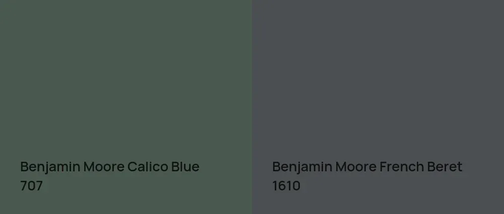 Benjamin Moore Calico Blue 707 vs Benjamin Moore French Beret 1610