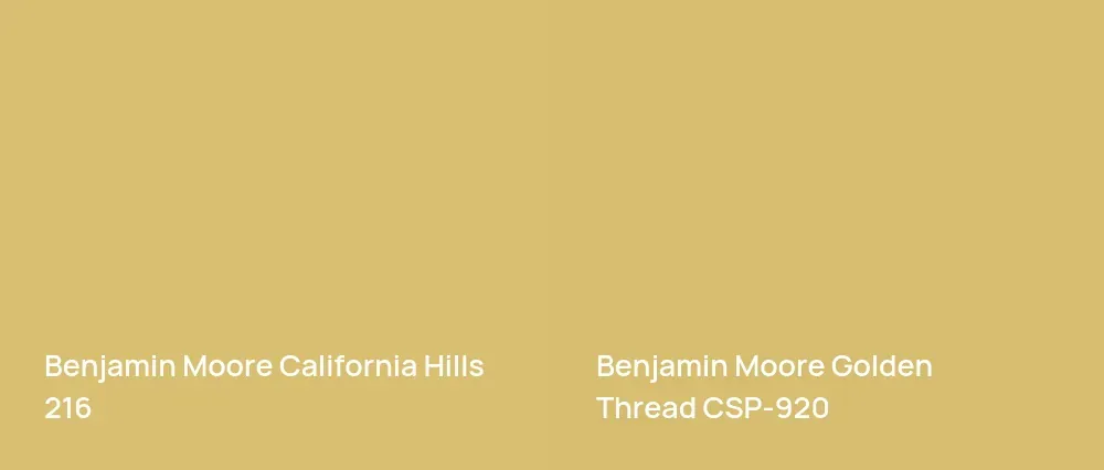 Benjamin Moore California Hills 216 vs Benjamin Moore Golden Thread CSP-920