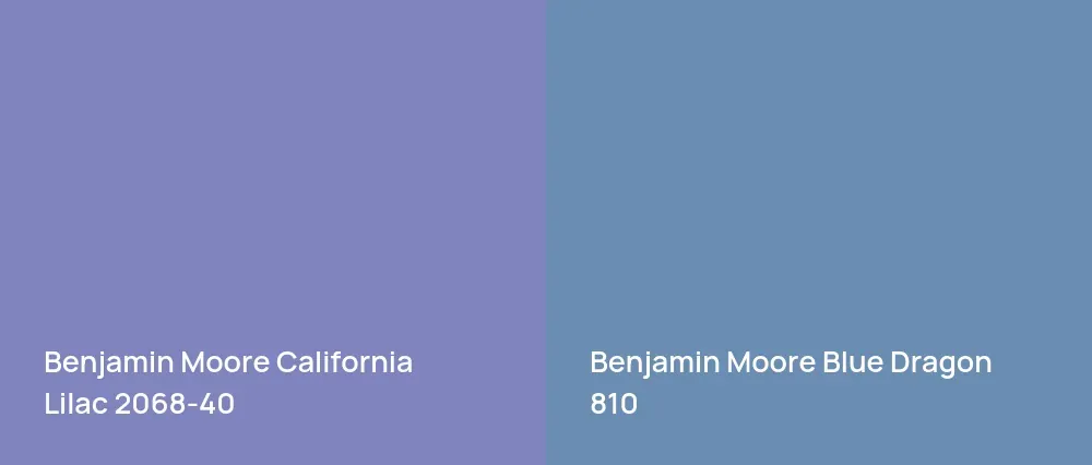 Benjamin Moore California Lilac 2068-40 vs Benjamin Moore Blue Dragon 810