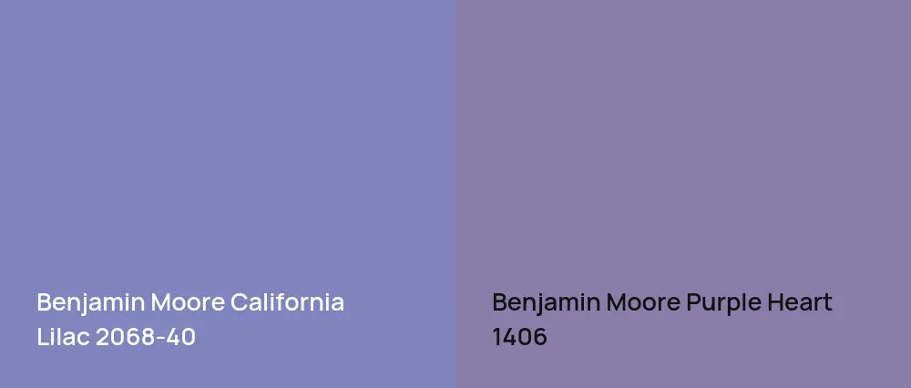 Benjamin Moore California Lilac 2068-40 vs Benjamin Moore Purple Heart 1406