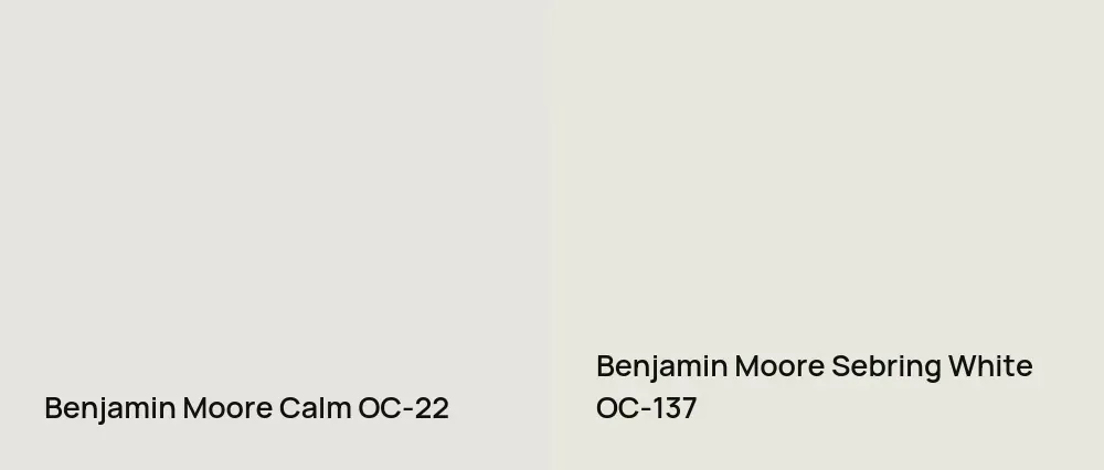 Benjamin Moore Calm OC-22 vs Benjamin Moore Sebring White OC-137