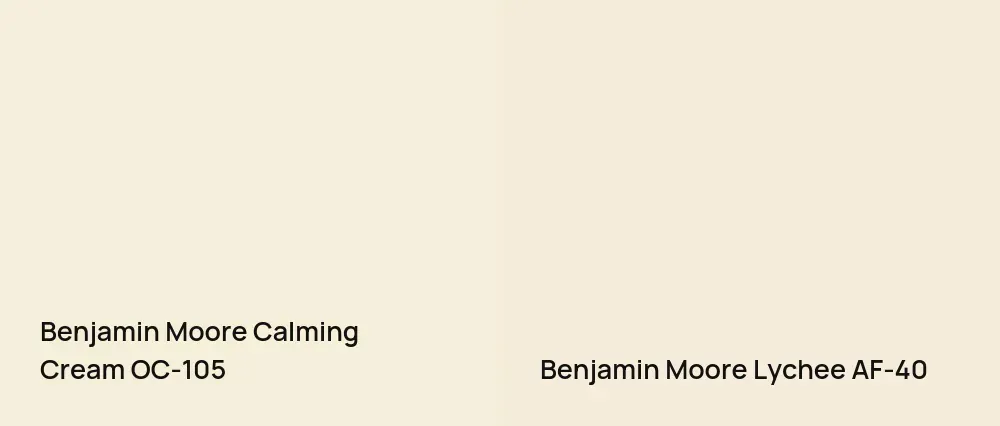 Benjamin Moore Calming Cream OC-105 vs Benjamin Moore Lychee AF-40