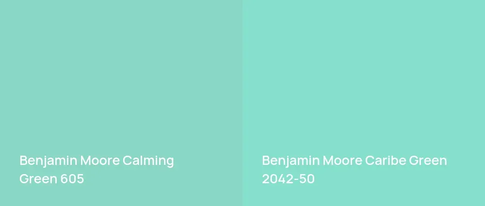 Benjamin Moore Calming Green 605 vs Benjamin Moore Caribe Green 2042-50