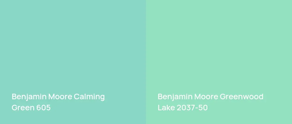 Benjamin Moore Calming Green 605 vs Benjamin Moore Greenwood Lake 2037-50