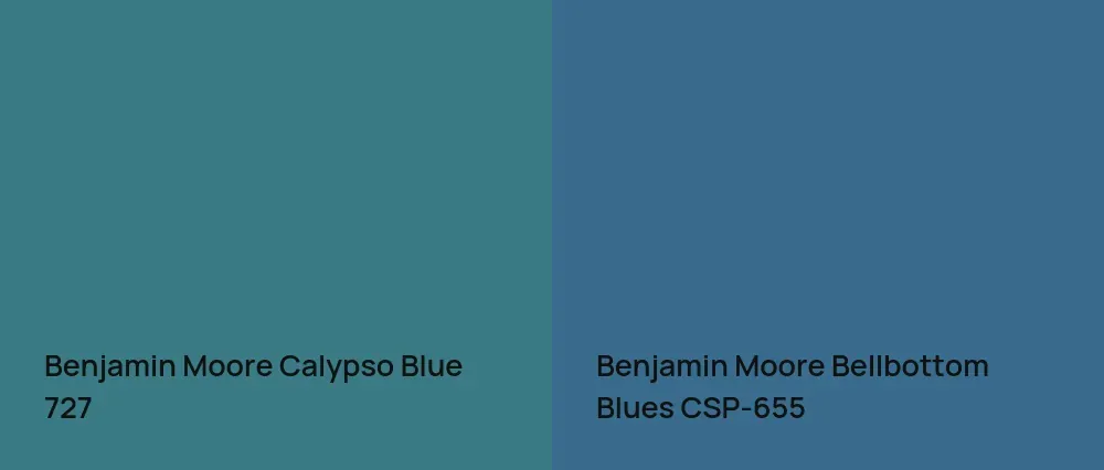 Benjamin Moore Calypso Blue 727 vs Benjamin Moore Bellbottom Blues CSP-655