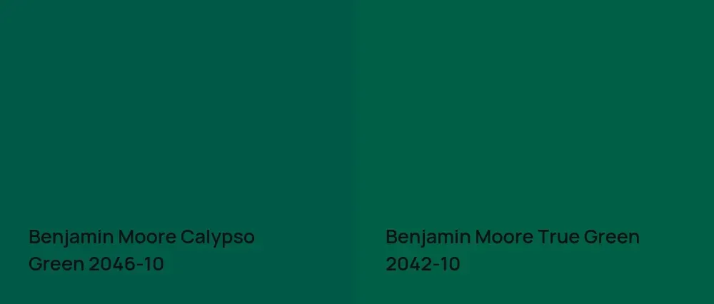 Benjamin Moore Calypso Green 2046-10 vs Benjamin Moore True Green 2042-10