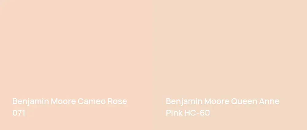Benjamin Moore Cameo Rose 071 vs Benjamin Moore Queen Anne Pink HC-60