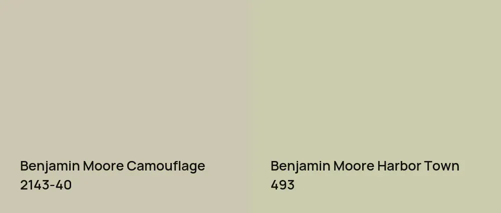 Benjamin Moore Camouflage 2143-40 vs Benjamin Moore Harbor Town 493