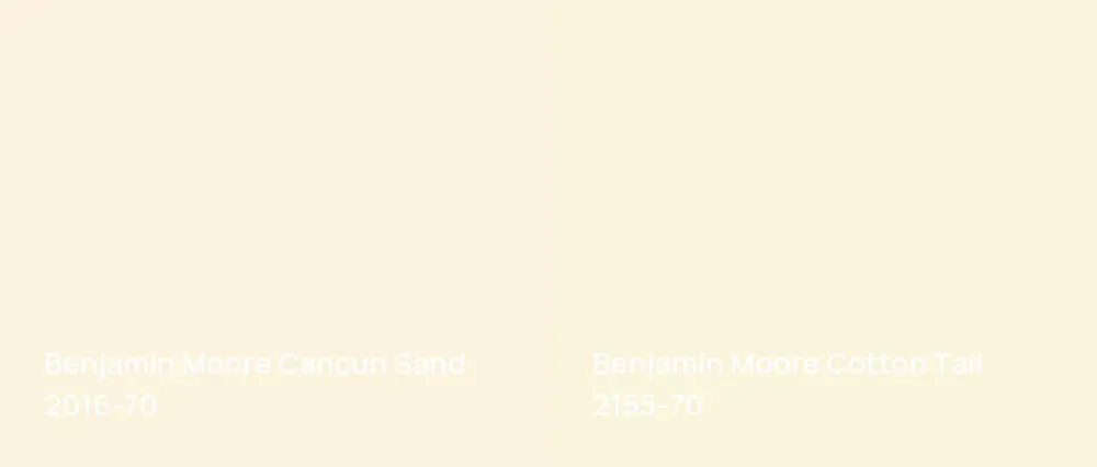Benjamin Moore Cancun Sand 2016-70 vs Benjamin Moore Cotton Tail 2155-70